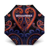 Aotearoa Whakatohea Umbrella Maori Tribal Pattern LT05 One Size Folded 11.42 inch Opened Diameter 37.4 inch Navy - Polynesian Pride
