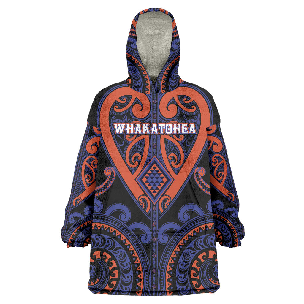 Custom Aotearoa Whakatohea Wearable Blanket Hoodie Maori Tribal Pattern LT05 One Size Navy - Polynesian Pride