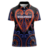 Custom Aotearoa Whakatohea Women Polo Shirt Maori Tribal Pattern LT05 Female Navy - Polynesian Pride