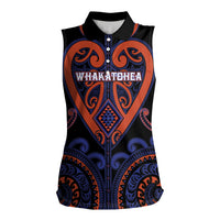 Custom Aotearoa Whakatohea Women Sleeveless Polo Shirt Maori Tribal Pattern LT05 Female Navy - Polynesian Pride