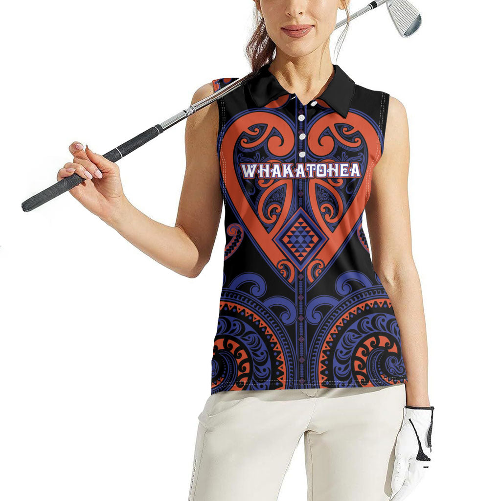 Custom Aotearoa Whakatohea Women Sleeveless Polo Shirt Maori Tribal Pattern LT05 - Polynesian Pride