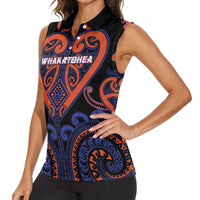Custom Aotearoa Whakatohea Women Sleeveless Polo Shirt Maori Tribal Pattern LT05 - Polynesian Pride