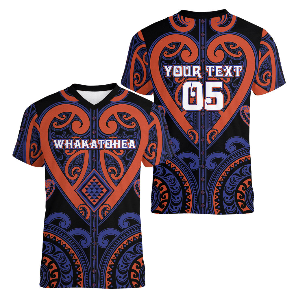 Custom Aotearoa Whakatohea Women V-Neck T-Shirt Maori Tribal Pattern LT05 - Polynesian Pride