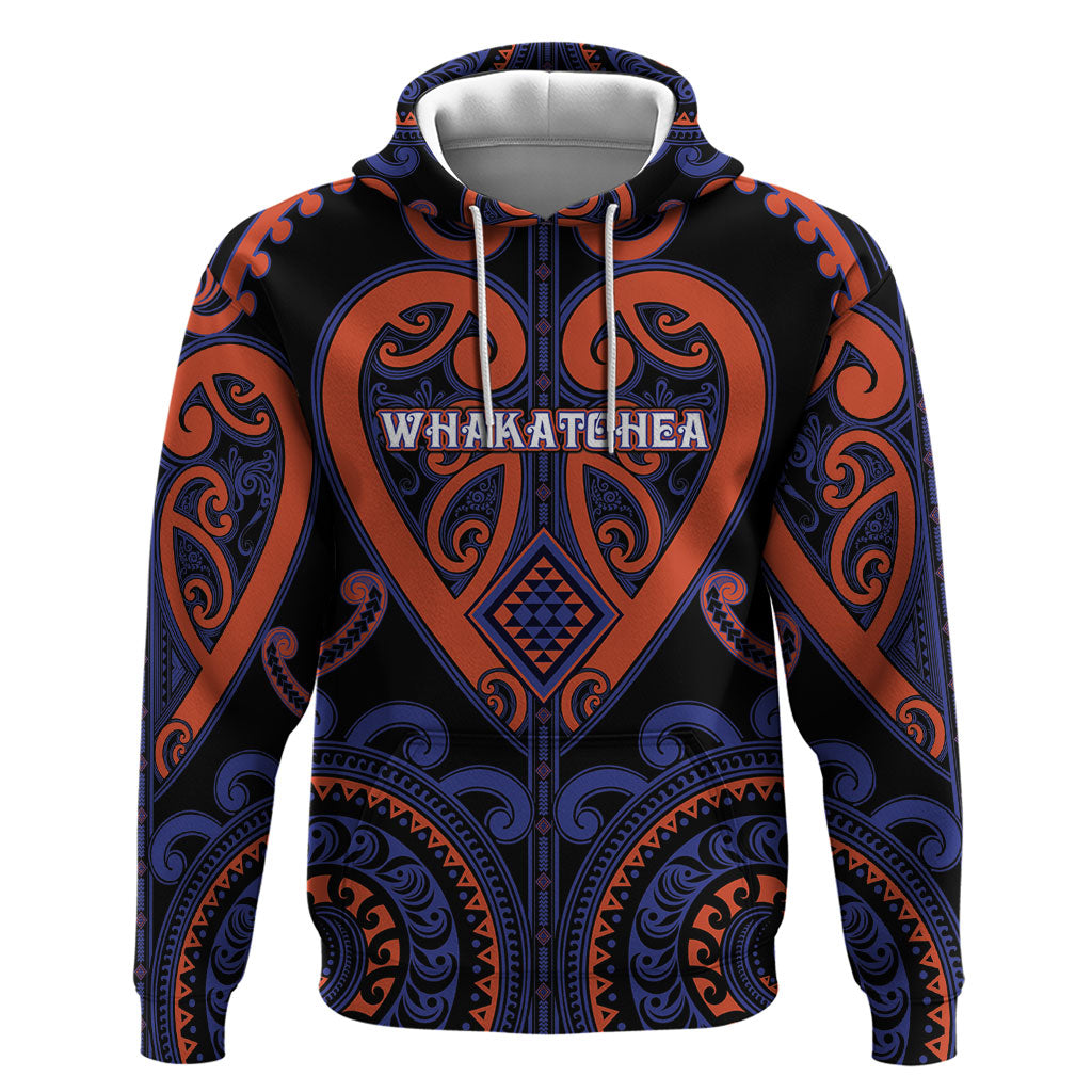 Custom Aotearoa Whakatohea Zip Hoodie Maori Tribal Pattern LT05 Pullover Hoodie Navy - Polynesian Pride