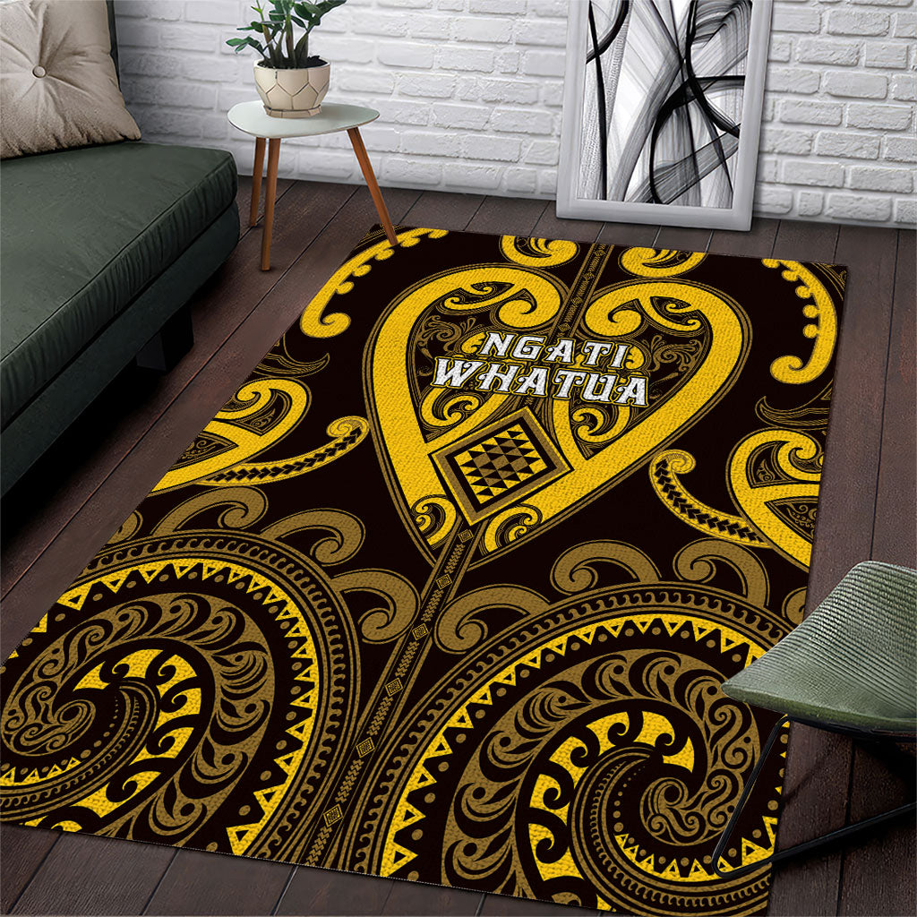 Aotearoa Ngati Whatua Area Rug Maori Tribal Pattern LT05 Yellow - Polynesian Pride