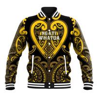 Custom Aotearoa Ngati Whatua Baseball Jacket Maori Tribal Pattern LT05 Unisex Yellow - Polynesian Pride
