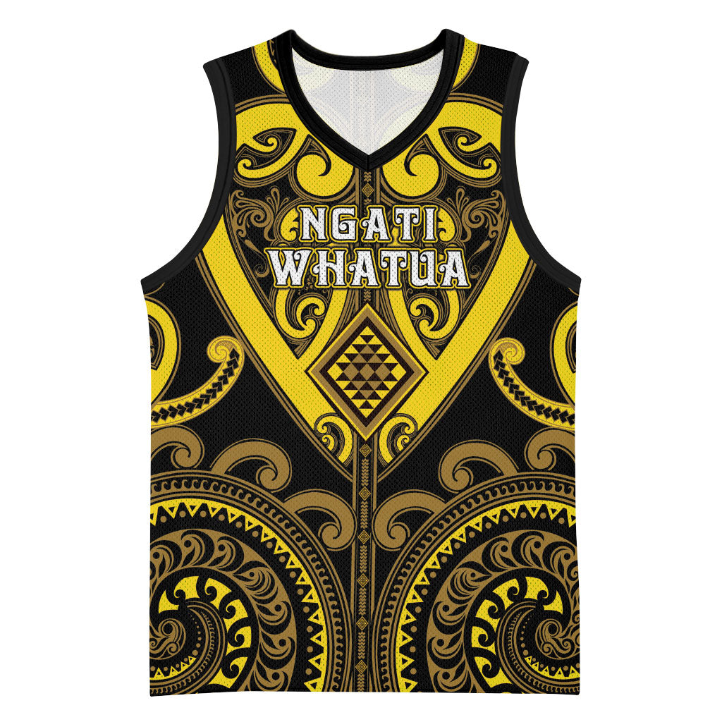 Custom Aotearoa Ngati Whatua Basketball Jersey Maori Tribal Pattern LT05 Unisex Yellow - Polynesian Pride