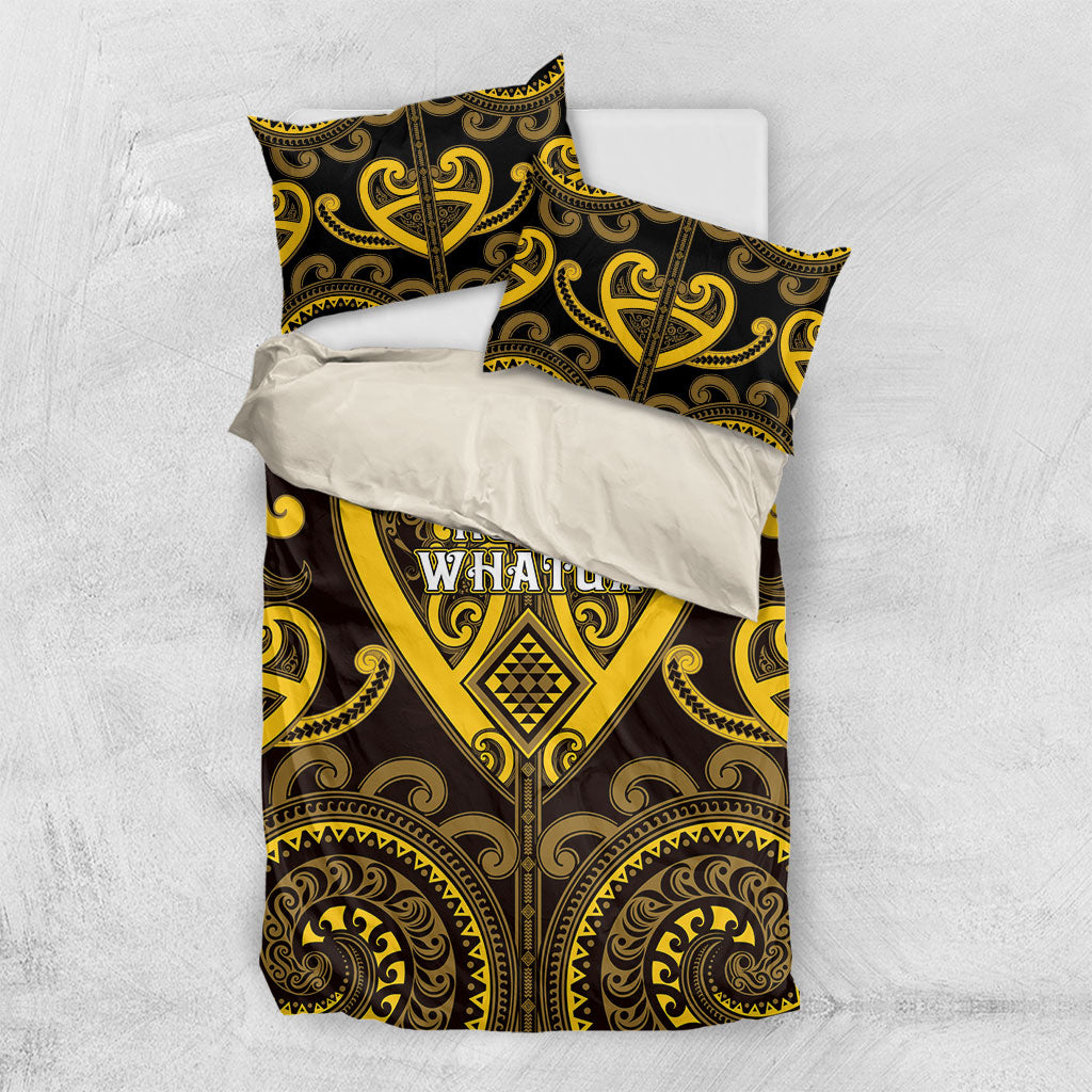 Aotearoa Ngati Whatua Bedding Set Maori Tribal Pattern LT05 US Twin 172cm x 218cm Yellow - Polynesian Pride