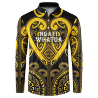 Custom Aotearoa Ngati Whatua Button Sweatshirt Maori Tribal Pattern LT05 Yellow - Polynesian Pride