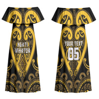 Custom Aotearoa Ngati Whatua Couples Matching Off Shoulder Maxi Dress and Long Sleeve Button Shirt Maori Tribal Pattern LT05 - Polynesian Pride