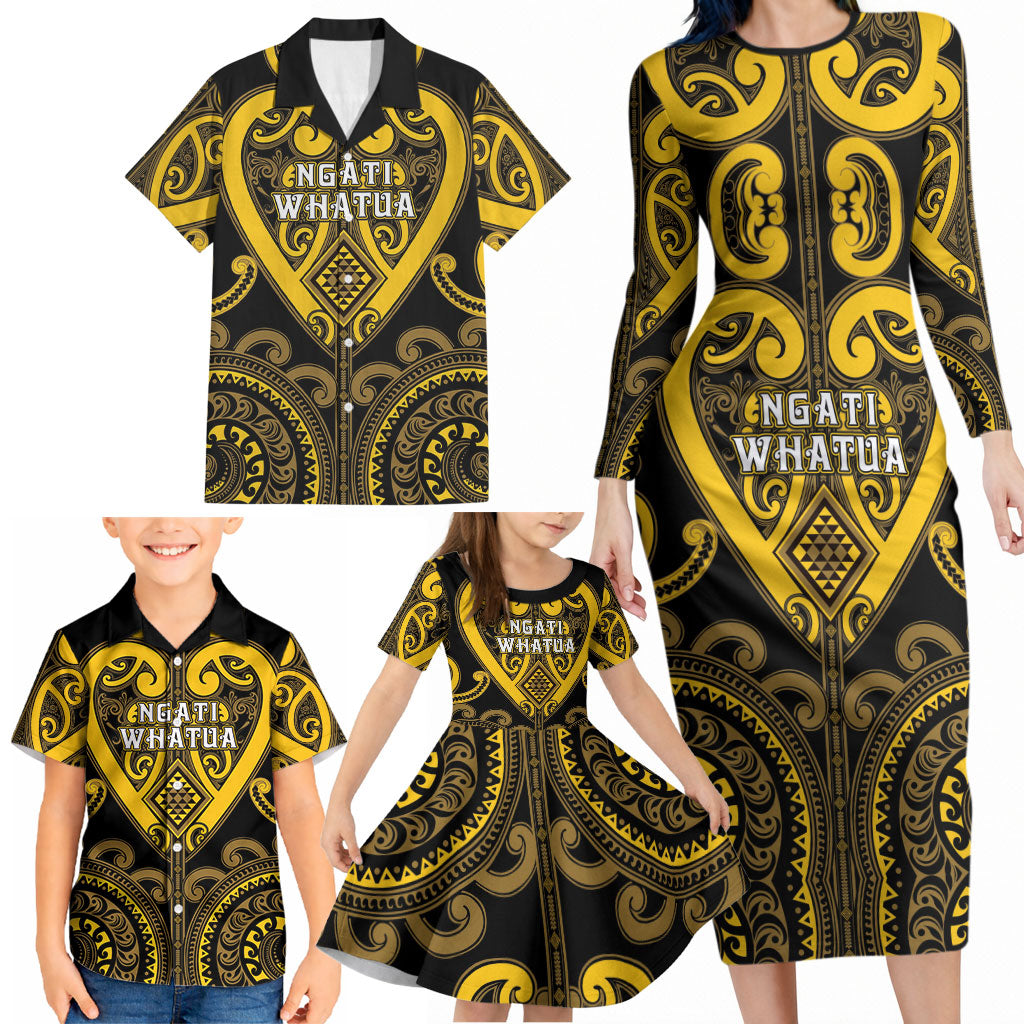 Custom Aotearoa Ngati Whatua Family Matching Long Sleeve Bodycon Dress and Hawaiian Shirt Maori Tribal Pattern LT05 - Polynesian Pride