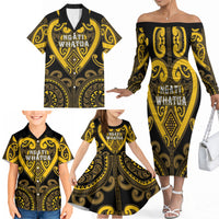 Custom Aotearoa Ngati Whatua Family Matching Off The Shoulder Long Sleeve Dress and Hawaiian Shirt Maori Tribal Pattern LT05 - Polynesian Pride