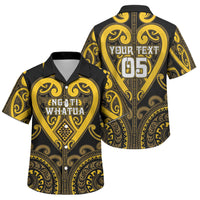 Custom Aotearoa Ngati Whatua Family Matching Off The Shoulder Long Sleeve Dress and Hawaiian Shirt Maori Tribal Pattern LT05 Son's Shirt Yellow - Polynesian Pride
