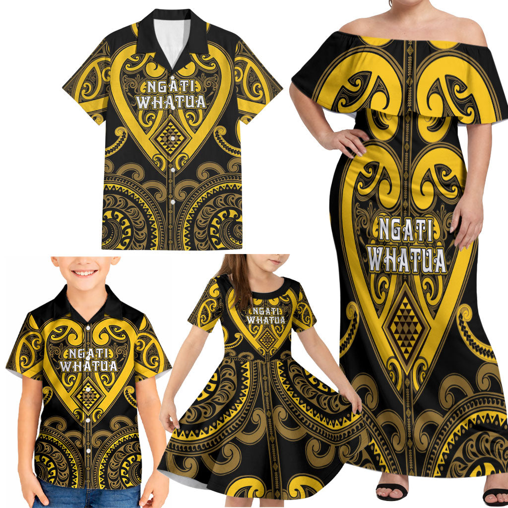 Custom Aotearoa Ngati Whatua Family Matching Off Shoulder Maxi Dress and Hawaiian Shirt Maori Tribal Pattern LT05 - Polynesian Pride