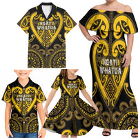 Custom Aotearoa Ngati Whatua Family Matching Off Shoulder Maxi Dress and Hawaiian Shirt Maori Tribal Pattern LT05 - Polynesian Pride