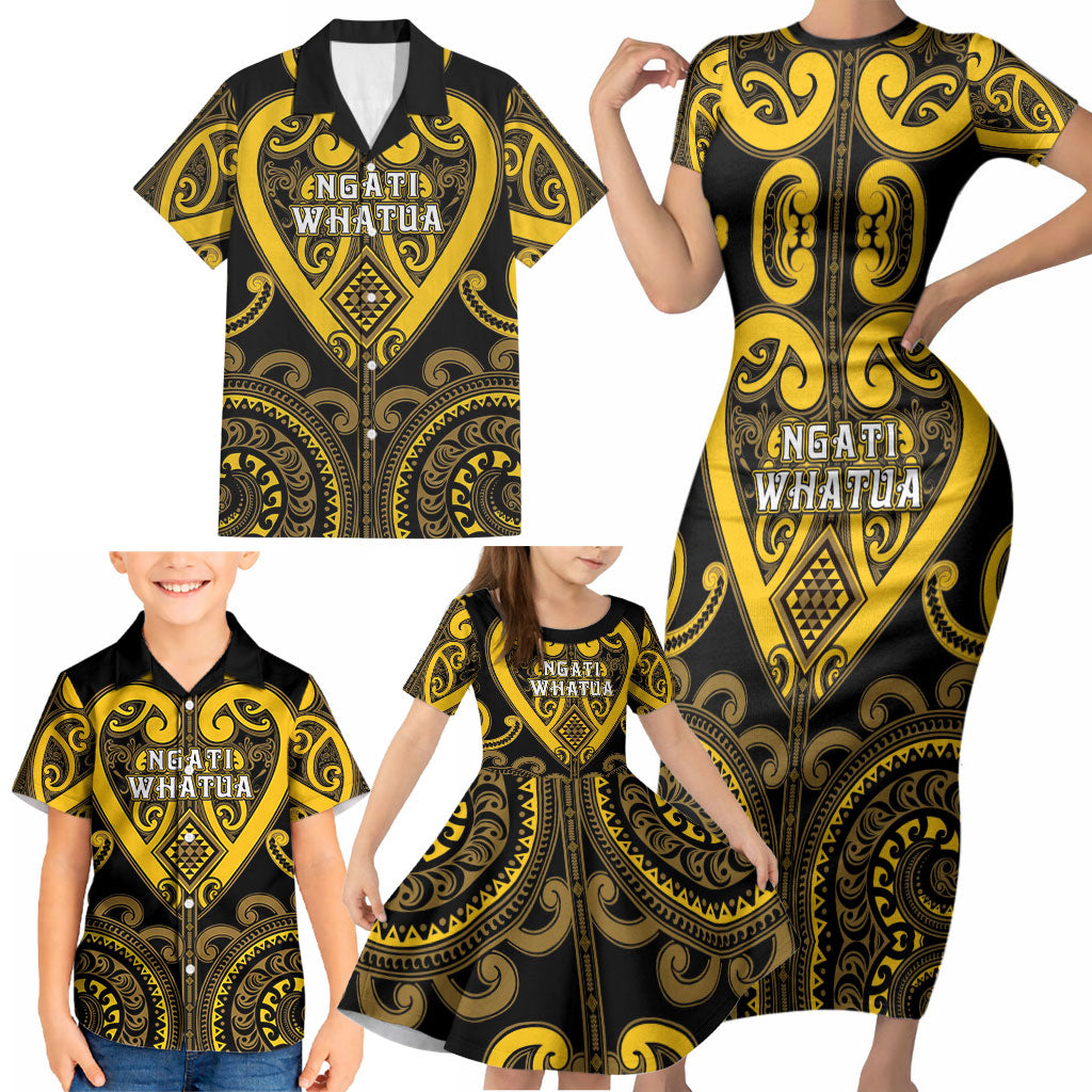 Custom Aotearoa Ngati Whatua Family Matching Short Sleeve Bodycon Dress and Hawaiian Shirt Maori Tribal Pattern LT05 - Polynesian Pride