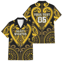 Custom Aotearoa Ngati Whatua Family Matching Short Sleeve Bodycon Dress and Hawaiian Shirt Maori Tribal Pattern LT05 Dad's Shirt - Short Sleeve Yellow - Polynesian Pride