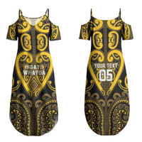 Custom Aotearoa Ngati Whatua Family Matching Summer Maxi Dress and Hawaiian Shirt Maori Tribal Pattern LT05 Mom's Dress Yellow - Polynesian Pride