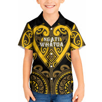 Custom Aotearoa Ngati Whatua Kid Hawaiian Shirt Maori Tribal Pattern LT05 Kid Yellow - Polynesian Pride