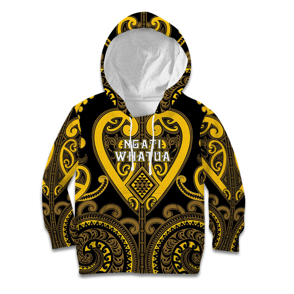 Custom Aotearoa Ngati Whatua Kid Hoodie Maori Tribal Pattern LT05 Hoodie Yellow - Polynesian Pride