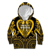 Custom Aotearoa Ngati Whatua Kid Hoodie Maori Tribal Pattern LT05 Hoodie Yellow - Polynesian Pride