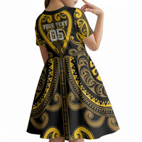 Custom Aotearoa Ngati Whatua Kid Short Sleeve Dress Maori Tribal Pattern LT05 - Polynesian Pride