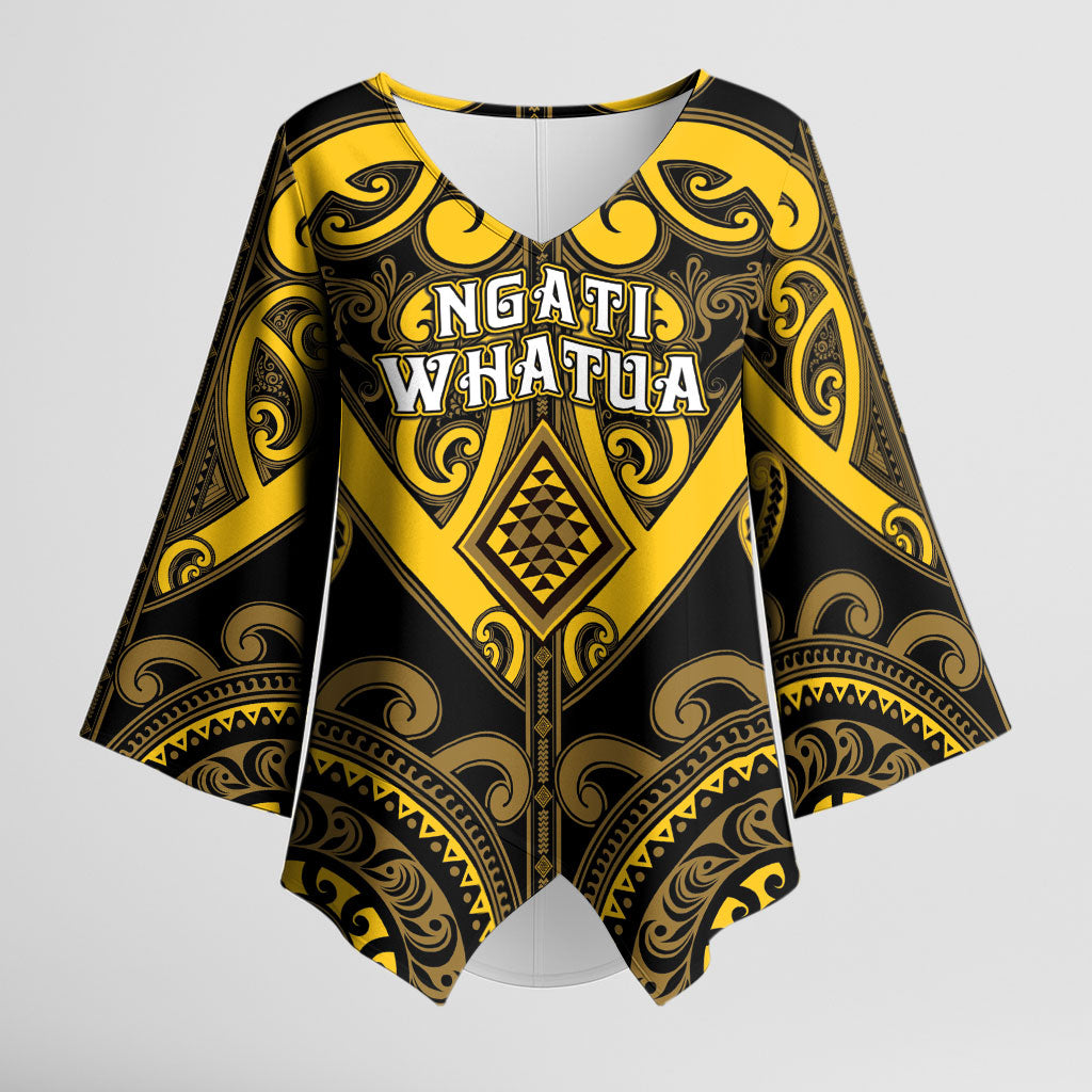 Custom Aotearoa Ngati Whatua Kimono Sleeve Blouse Maori Tribal Pattern LT05 Female Yellow - Polynesian Pride