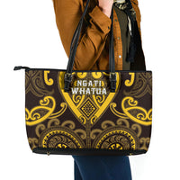 Aotearoa Ngati Whatua Leather Tote Bag Maori Tribal Pattern LT05 - Polynesian Pride