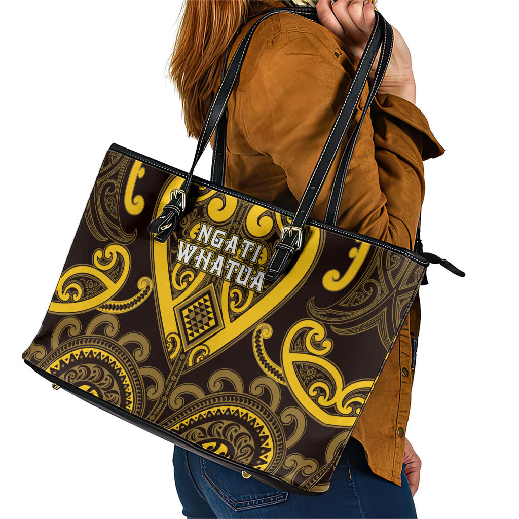 Aotearoa Ngati Whatua Leather Tote Bag Maori Tribal Pattern LT05 - Polynesian Pride