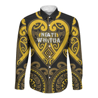 Custom Aotearoa Ngati Whatua Long Sleeve Button Shirt Maori Tribal Pattern LT05 Unisex Yellow - Polynesian Pride