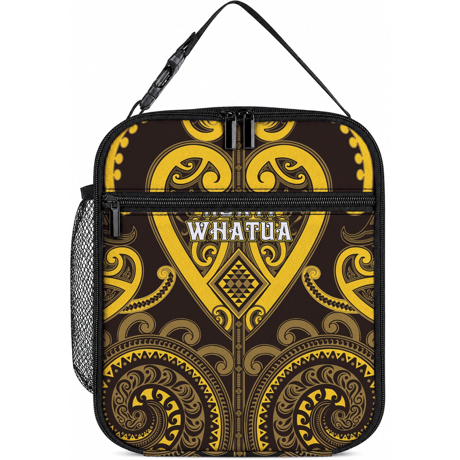 Aotearoa Ngati Whatua Lunch Bag Maori Tribal Pattern LT05 10.2 × 8.3 × 4.3 inch Yellow - Polynesian Pride