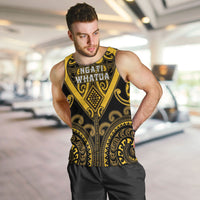 Custom Aotearoa Ngati Whatua Men Tank Top Maori Tribal Pattern LT05 Yellow - Polynesian Pride