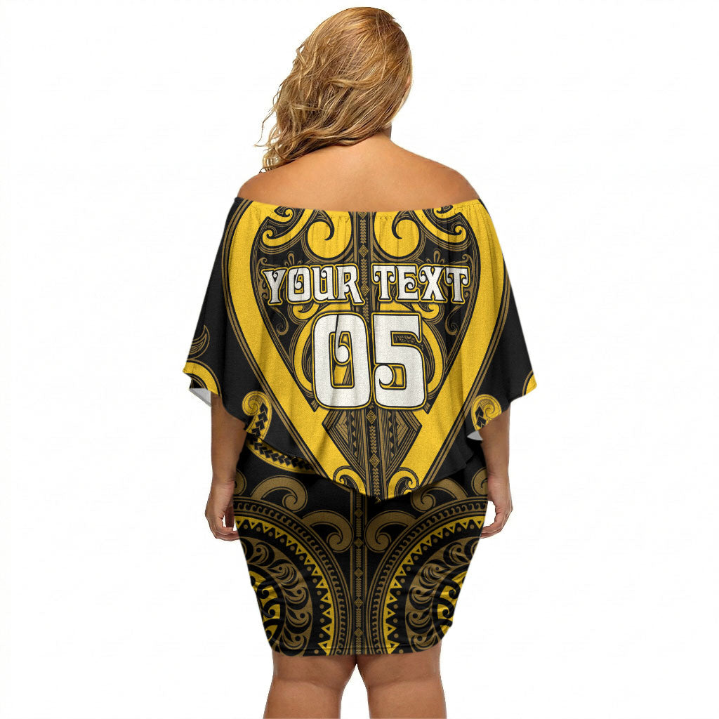 Custom Aotearoa Ngati Whatua Off Shoulder Short Dress Maori Tribal Pattern LT05 - Polynesian Pride