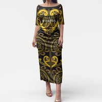 Custom Aotearoa Ngati Whatua Puletasi Maori Tribal Pattern LT05 Long Dress Yellow - Polynesian Pride