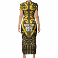 Custom Aotearoa Ngati Whatua Short Sleeve Bodycon Dress Maori Tribal Pattern LT05 - Polynesian Pride