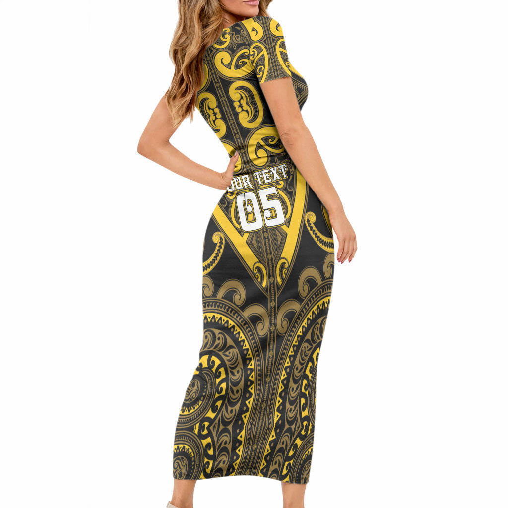 Custom Aotearoa Ngati Whatua Short Sleeve Bodycon Dress Maori Tribal Pattern LT05 - Polynesian Pride