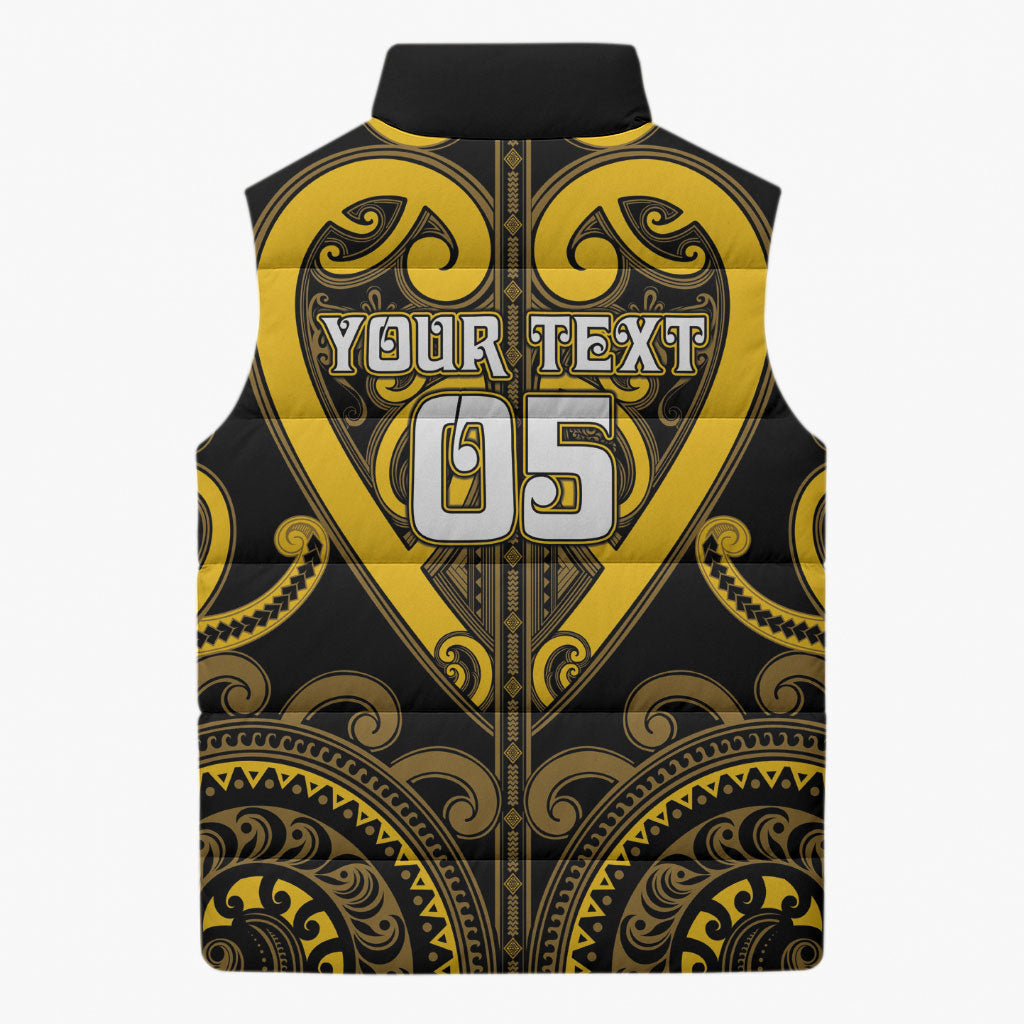 Custom Aotearoa Ngati Whatua Sleeveless Puffer Jacket Maori Tribal Pattern LT05 - Polynesian Pride