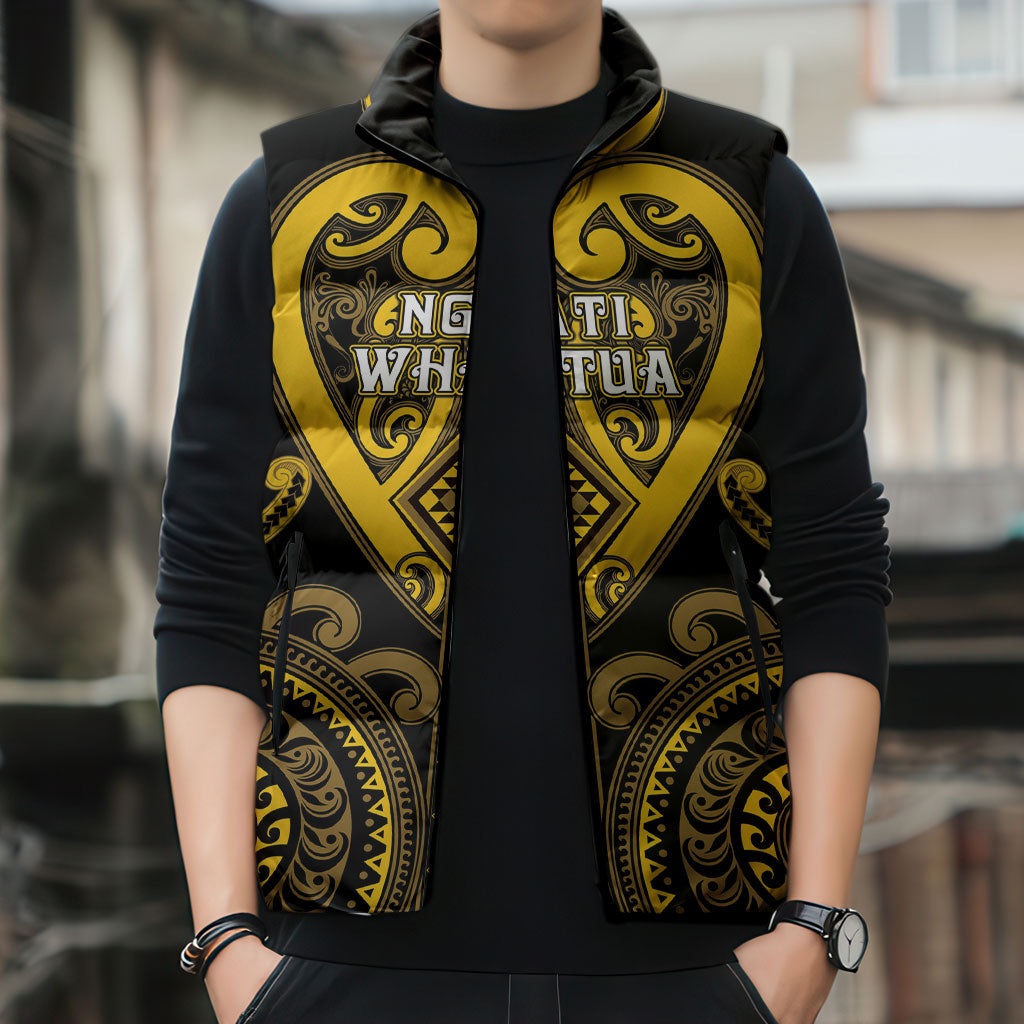Custom Aotearoa Ngati Whatua Sleeveless Puffer Jacket Maori Tribal Pattern LT05 - Polynesian Pride