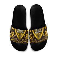 Aotearoa Ngati Whatua Slide Sandals Maori Tribal Pattern LT05 Yellow - Polynesian Pride