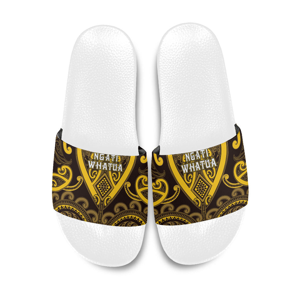 Aotearoa Ngati Whatua Slide Sandals Maori Tribal Pattern LT05 Yellow - Polynesian Pride