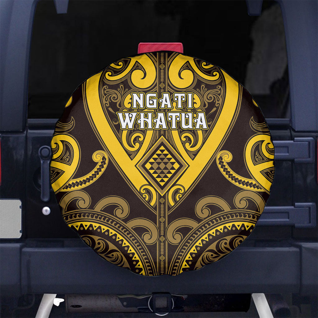 Aotearoa Ngati Whatua Spare Tire Cover Maori Tribal Pattern LT05 No hole Yellow - Polynesian Pride