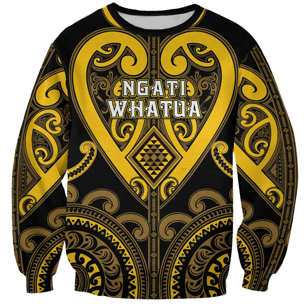 Custom Aotearoa Ngati Whatua Sweatshirt Maori Tribal Pattern LT05 Unisex Yellow - Polynesian Pride