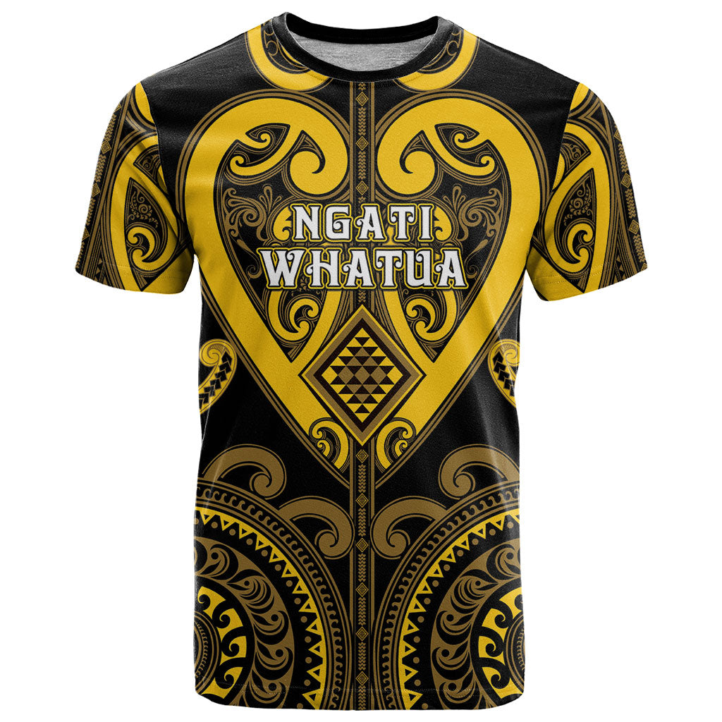 Custom Aotearoa Ngati Whatua T Shirt Maori Tribal Pattern LT05 Yellow - Polynesian Pride