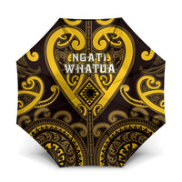 Aotearoa Ngati Whatua Umbrella Maori Tribal Pattern LT05 One Size Folded 11.42 inch Opened Diameter 37.4 inch Yellow - Polynesian Pride