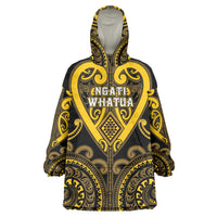 Custom Aotearoa Ngati Whatua Wearable Blanket Hoodie Maori Tribal Pattern LT05 One Size Yellow - Polynesian Pride