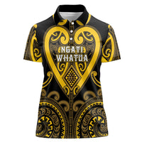 Custom Aotearoa Ngati Whatua Women Polo Shirt Maori Tribal Pattern LT05 Female Yellow - Polynesian Pride
