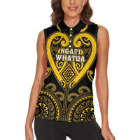 Custom Aotearoa Ngati Whatua Women Sleeveless Polo Shirt Maori Tribal Pattern LT05 - Polynesian Pride