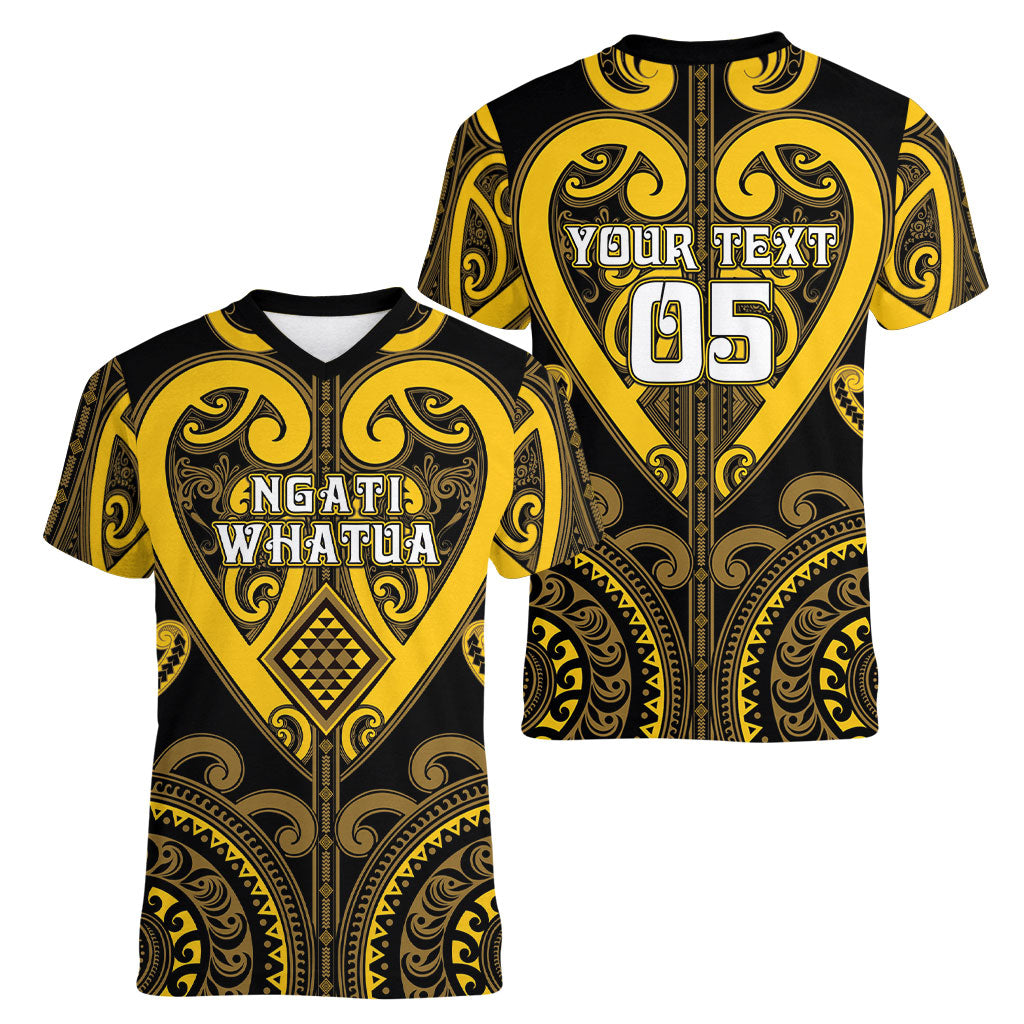 Custom Aotearoa Ngati Whatua Women V-Neck T-Shirt Maori Tribal Pattern LT05 - Polynesian Pride