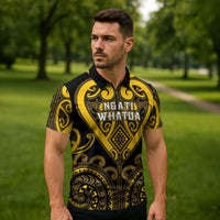 Custom Aotearoa Ngati Whatua Zipper Polo Shirt Maori Tribal Pattern LT05 - Polynesian Pride