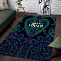 Aotearoa Ngati Pikiao Area Rug Maori Tribal Pattern LT05 Green - Polynesian Pride